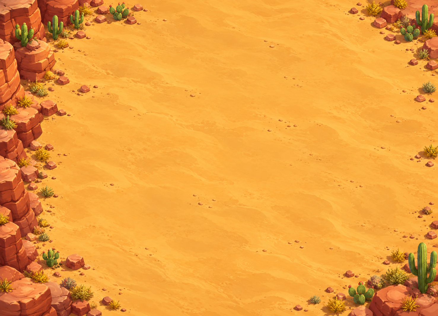 Dust Canyon arena background: orange sand and towering rock formations